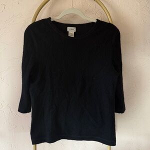 L.L. Bean Women's Cashmere Black Quarter Sleeve Top